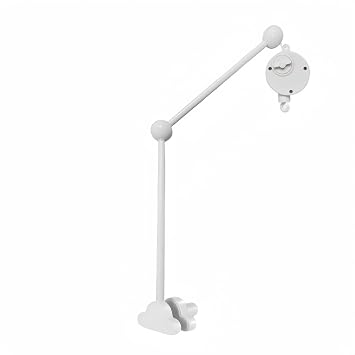 360 Rotating Baby Crib Mobile Arm,27.2 Inches Wooden Baby Mobile Hanger for Crib,Adjustable Mobile Arm for Crib Cot Bed Bassinet Wind Chimes Bed Bell Nursery Cloud Design with Music Box