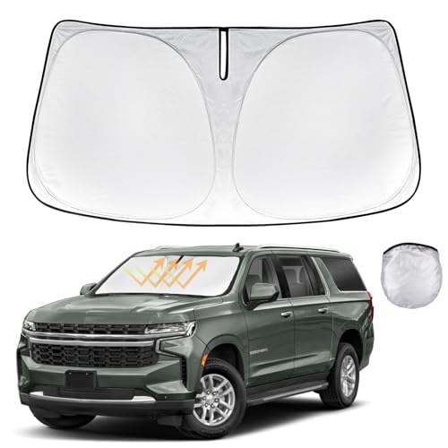 Windshield Sun Shade Sunshade for 2021-2023 2024 2025 Chevrolet Chevy Suburban Accessories Dual-Layer 240T Reflective Windshield Cover Front Window Protector Sun Visor Blocks UV Rays Keep Car Cooler
