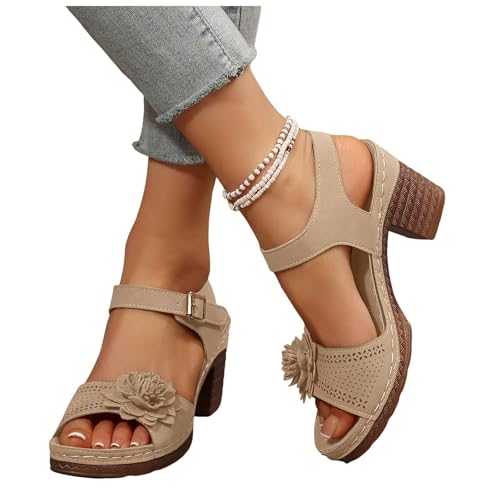 Womens Platform Heeled Sandal Fashion Chunky Heels Sandals Comfortable Dressy Arch Support Ankle Strap Wedge Sandals Open Toe Low Heel Breathable Shoes2