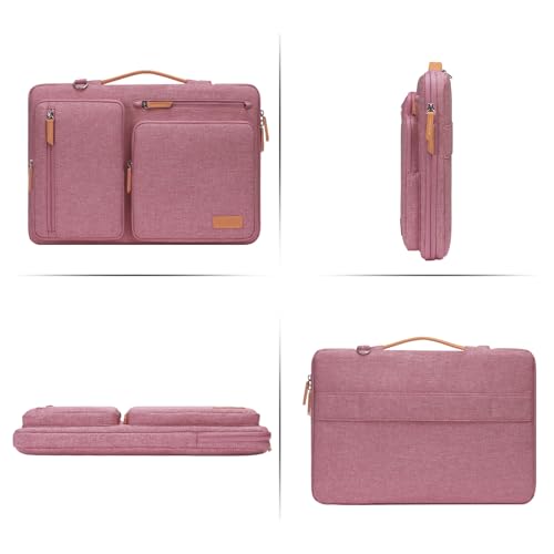 Image of MOSISO 360 Protective Laptop Shoulder Bag,15-15.6 inch Computer Bags Compatible with MacBook Pro 16 inch, HP, Dell, Lenovo, Asus Notebook,Side Open Messenger Bag with 4 Zipper Pockets, Dusty Rose