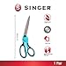 SINGER 00562 9-1/2-Inch ProSeries, Heavy Duty Bent Sewing Scissors, Teal - For Cutting Fabric, Denim, Paper & More (One-Pack)