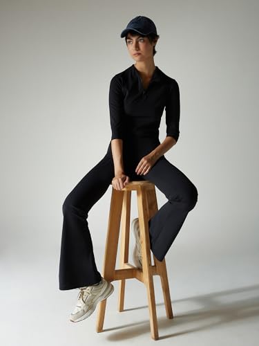 Image of CAVA Tall Hourglass Flared Leggings for Women | V-Waistband, Anti-Camel Toe Design, Tall Fit, Flared Bottoms, Deep Pockets, Sculpting Stretch Fabric