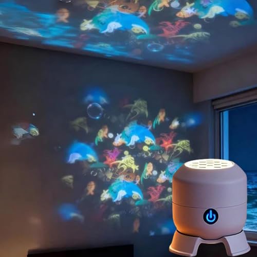 Projecteur LED rotatif à effet dynamique, Dynamic Rotating LED Projector Light, Rechargeable Rotation à 360° Lampe à projection Océan et flocon de neige,...