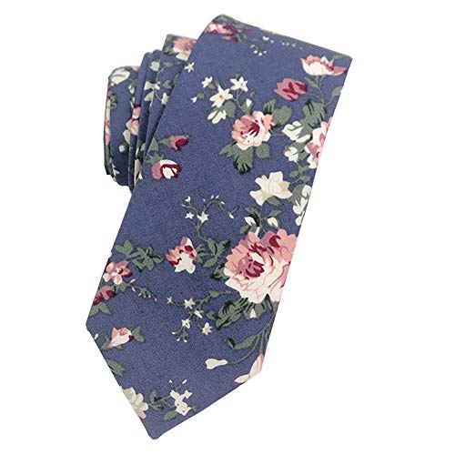 Image of Mantieqingway Floral Ties for Men Skinny Cotton Tie Flower Necktie