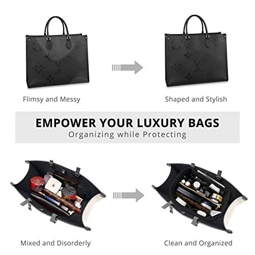 Image of OPPOSHE Purse Organizer Insert for Handbags, Softened Felt Bag Insert Organizer for Tote, Handbag Organizer Compatible with LV, Coach, MK, Kate Spade, Goyard, Longchamp (Black, Medium)
