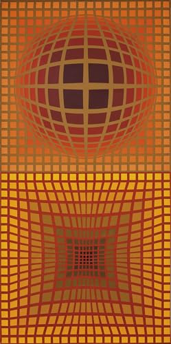 Affiche abstraite de Victor Vasarely art mural peinture sur toile 50x100cm