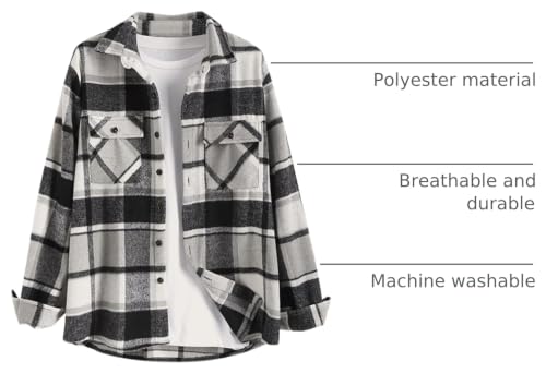 Image of ZAFUL Unisex Plaid Flannel Shirt Jacket Button Down Long Sleeve Pocket Coat Outwear | Mens Fall Clothes Lightweight Long Sleeve Button Down Flap Pocket Jacket Tops for Fall&Winter 2026