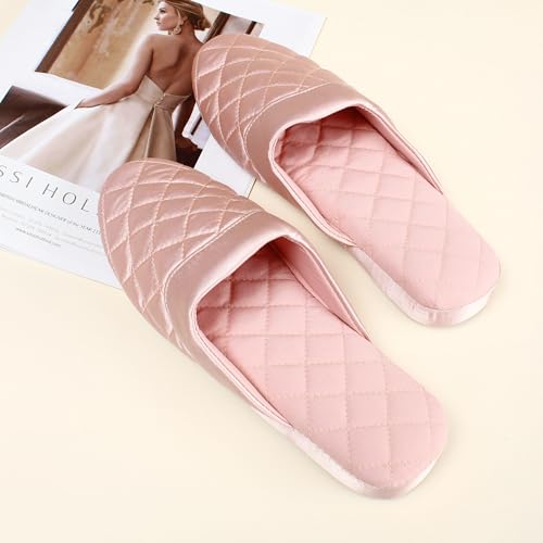 LMOY Elegant Satin Women's Slippers Indoor, Soft Cotton, Intricate Stitching, Lightweight Design, And Non-slip4