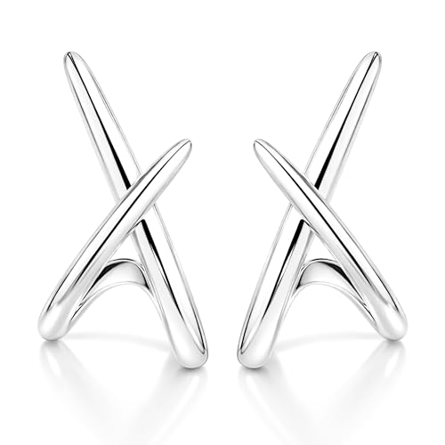 Sterling Silver Earrings for Women Trendy, Dainty Simple Minimalist Unique Silver Stud Earrings, 925 Post Hypoallergenic Earrings for Sensitive Ears Women Women‘s Fashion Gifts