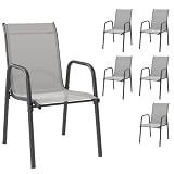 Outsunny Juego de 6 Sillas Jardín Exterior Apilables 51x69x87 cm Gris Claro