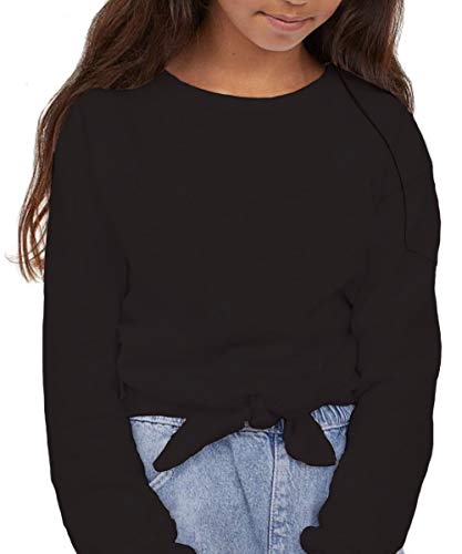MISS POPULAR Multi -Pack Girls Kids Long Sleeve T Shirt with Tie Front Cotton Crew Neck Soft Fabric Many Colors Size 4-162