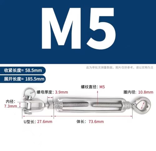 Tensor de cable con tensores, 1 pieza M5 ~ M24 Gancho y Ojal en acero inoxidable 304 para cables y tensado miniatura 2