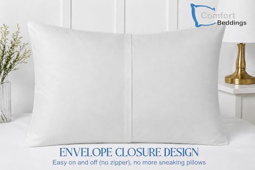 Image of Comfort Beddings 100% Organic Cotton Pack of 2 Travel Pillowcases 12x16 Silver Pillow Cases with Envelope Closure, Crisp Percale Weave, Soft & Cooling Pillow Covers (Size-12x16, Silver)