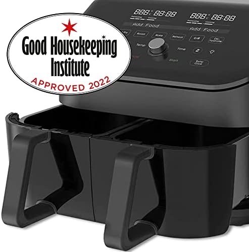 Instant Vortex Plus Dual Basket with ClearCook - 7.6L Digital Health Air Fryer, Black, 8-in-1 Smart Programmes - Air Fry, Bake, Roast, Grill, Dehydrate, Reheat, XL Capacity -1700W