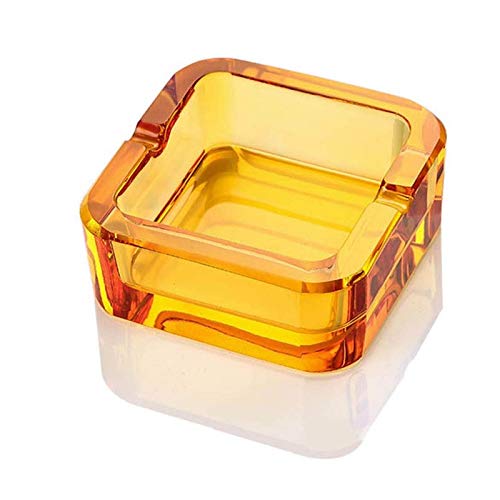 Lxuwbd Cenicero, cenicero de cristal (amarillo, grande)