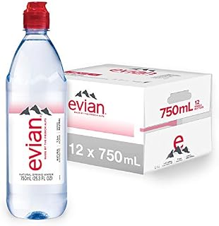 evian Natural Spring Water, 750 ml (25.36 fluid ounce) Water Bottle with Sports