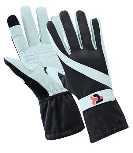 TK Karting Gloves Go-Kart Racing Gloves Rally Riding Gloves Omara for Better Grip with Touchscreen (Black, S)