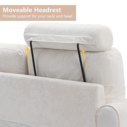 Neylory Convertible Sectional Sofa Couch, Tufted 3 Seat L Shaped Couch With Cup Holders & Storage, Modern Sleeper Sectional Sofa For Living Room, Apartment, Office(White) #TOP4