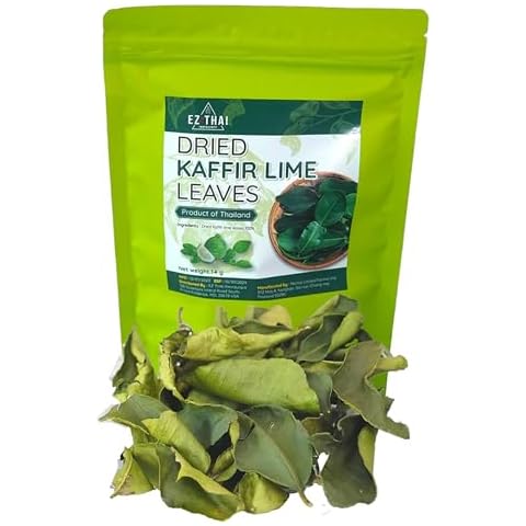 Dried Kaffir Lime Leaves 14grams Aroma Herbs Thai Food Curry Paste, Tea For Tom Yum Paste, Tom Klong, Tom Sap, Panang Curry, Roast Chicken, Thai Seasoning Spicy Soups Cover