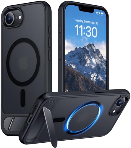 Image of Magnetic Compatible with iPhone 17e Case & iPhone 16e Case,[Built-in Invisible Kickstand][Compatible with MagSafe][Military Grade Shockproof] Slim Translucent Matte Case for iPhone 16e /17e 6.1 inch
