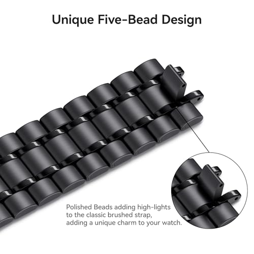 Image of Bestig Compatible with Apple Watch Bands for Men Women 49mm 46mm 45mm 44mm 42mm 41mm 40mm 38mm, Stainless Steel Metal Business Wristband Strap for iWatch Ultra Series 11 10 9 8 7 6 SE 5 4 3 2 1, Black