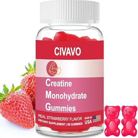 Creatine Monohydrate Gummies for Men & Women, Enhance Strength and Muscle Growth, Strawberry Flavor, Sugar-Free, Vegan Cover