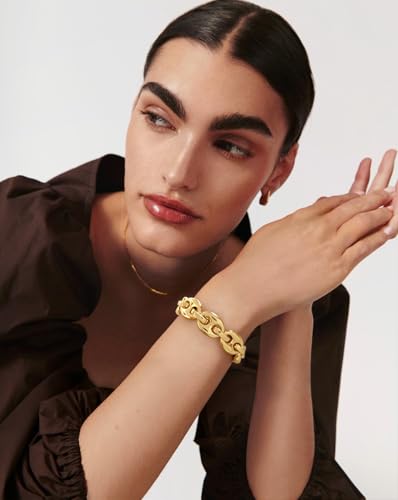 Chunky Stretch Bangles Bracelets for Women Trendy Wide Elastic Gold Bracelet Flexible Link Chain Bracelets2