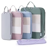 Narwey 5 Set Compression Packing Cubes for Suitcases and Backpack, Suitcase Organiser Bags Travel Packing Cubes Shoes Bags for Carry on Hand Luggage Travel Essentials Bag (Combined Color)