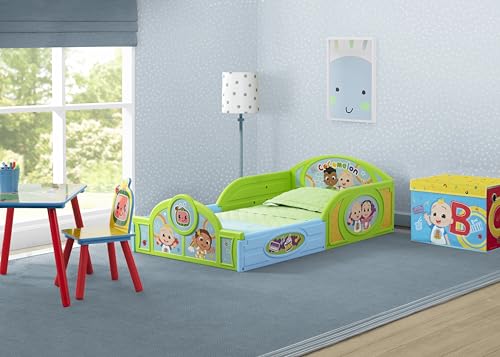 Image of Delta Children - CoComelon 4-Piece Toddler Room-in-a-Box Set - Includes Sleep and Play Toddler Bed, Table, 1 Chair and Fabric Toy Box, Green