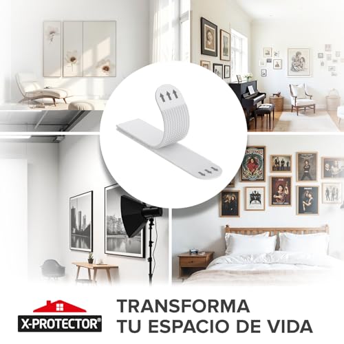 Miniatura 2 de X-Protector Cinta Adhesiva Para Cuadros Pared - 20 Pares Velcro Cuadros Pared - Adesivos Paredes Decoración - Colgar Poster Sin Agujeros - Tiras Adhesivas Hasta 9 Kg Tamaño L