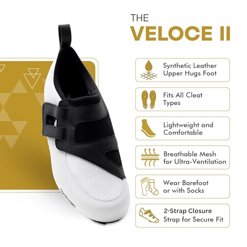 Image of Tommaso Veloce II Cycling Shoes - Ride in Style - Peloton Shoes Triathlon Road Bike Indoor Cycling Men Women Compatible with Look Delta SPD SPD-SL Cleats White Black
