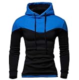 Next Class Men's Novelty Color Pullover Hoodies Sports Outwear US L(Asian Tag size XXL) Black&Royal Blue