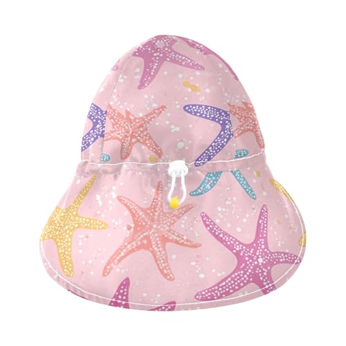 Infant Toddler & Kids Beach Hat Toddler Boy Water Hats Toddler Girl UPF 50 Adjustable Beach Essentials Cartoon Starfish Pink3