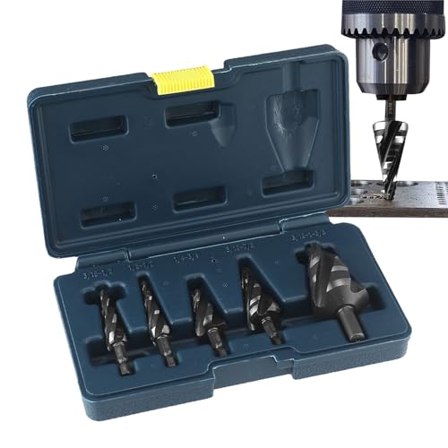 Escalonado,Conjunto de pisos - Herramientas de corte de acero rápido HSS con geometría helicoidal para taladrar agujeros en aluminio, acero inoxidable, polipropileno y