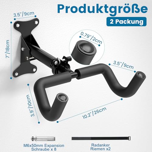 Fahrrad Wandhalterung, Fahrradhalterung Wand, Rennrad Wandhalterung - 30 kg Tragfähigkeit, Winkel und Wandabstand Einstellbar, Vertikal Klappbar, Extra Softe Polsterung, für MTB, Rennrad, Fahrrad