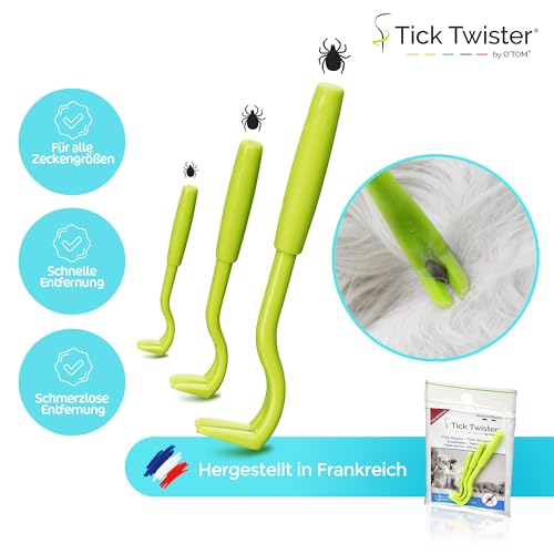 Tick Twister® - Set mit 3 Zeckenhaken im Beutel - Ermöglicht Zeckenentfernung bei Hunden, Katzen, Pferden und Männern - Original Zeckenentferner