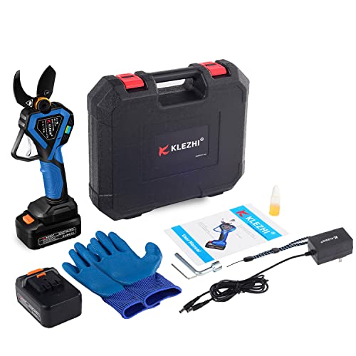 K Klezhi Professional Electric Pruning Shears, 2Pcs Backup Rechargeable 2Ah Lithium Battery Powered Cordless Tree Branch Pruner, Cut Capacity Of 1.65Inches 42Mm, 8-10 Working Hours Black #TOP7