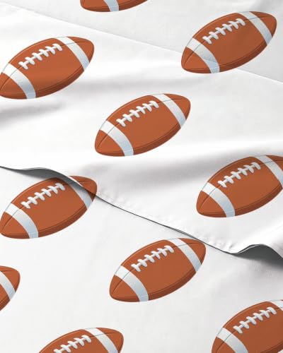 Image of Kids Full Size Football Bed Sheets - 4 Piece Kids Football Sheet Set - Sporty Touchdown Bedding - Ultra-Soft, Cute & Cozy - Breathable & Machine Washable - Bed Set for Boys, Girls, Teens & Toddlers