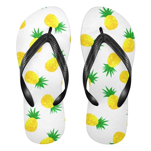Burbuja Cartoon Pineapples Flip Flops for Women Men, Soft Thong Sandals Rubber Slippers for Pool Beach Essentials