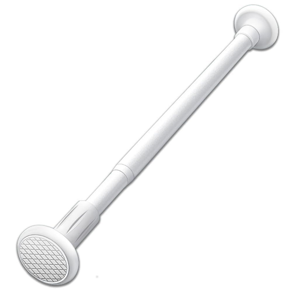 White Shower Curtain Rod, 27-47 Inch Telescoping Adjustable Tension Rod, 1 Inch Stainless Steel, No Drilling Easy Install for Bathroom, Closet, and Window Curtains