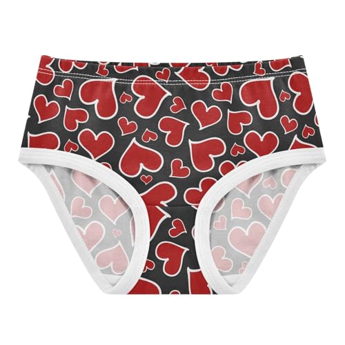 Little Girls' Soft Cotton Underwear Kids Breathable Comfort Valentines Heart Panties Briefs Toddler