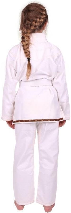 Fightwear Kids Animal Jiu Jitsu Gi, 425GSM Jacket, Twill BJJ Pants, and White Belt, White, M000
