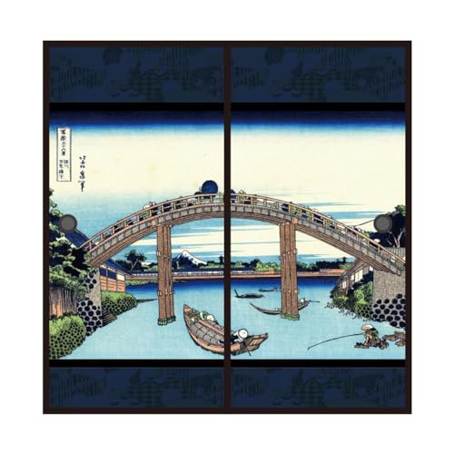 アサヒペン ふすま紙 葛飾北斎 2枚1組 幅91cm×長さ182cm 水で貼る 浮世絵 襖紙 (深川万年橋下)