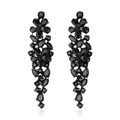 EleQueen Sparkle Marquise Rhinestone Crystal Statement Dangle Earrings for Women, Art Deco Prom Chandelier Jewelry for Wedding Bridal