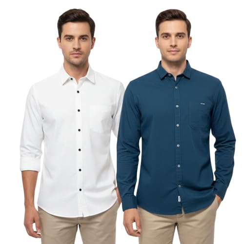 Image of Arvest Men?s Cotton Regular Fit Full Sleeve Shirt Combo Soft Breathable Fabric with Button-Down Collar and Chest Pocket Suitable for Office and Outfits