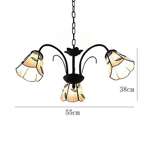 Chandelier retro 3 lumieres en verre teinte et suspension bronze