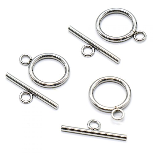 Pomeat 20 Sets Stainless Steel Toggle Clasps Connectors Jewelry Findings Silver Tone