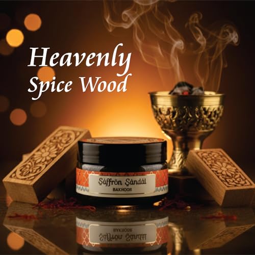 Image of Devdarshan Saffron Sandal Bakhoor (50g) Pack of 1| Premium Long-Lasting Oriental Aroma | Natural Resin for Home Fragrance, Meditation & Relaxation | Luxurious Scented Bakhoor