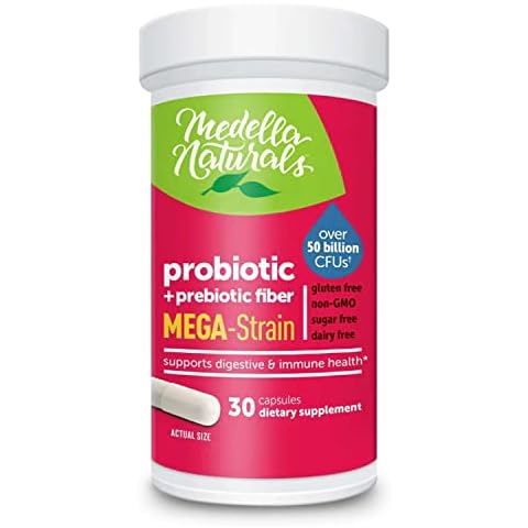 Mega-Strain 50 Billion CFU Probiotics + Prebiotics 30 Caps Probiotics for Women & Men - Maintain Good Flora Probiotic & Digestive Health - No Refrigeration Required Probiotics Lactobacillus Rhamnosus Cover
