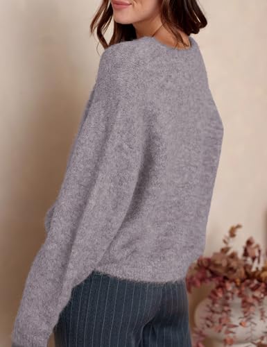 Image of Ynhonra Womens Cardigan Sweater Front Button Loose Y2k Long Sleeve Crewneck | Lightweight Knit Ribbed Hem